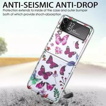 Чехол для мобильного телефона, противоударный противоударный чехол с прозрачным принтом для ПК, декоративный жесткий цветной складной чехол для телефона с защитой от царапин, бабочка жёлтый