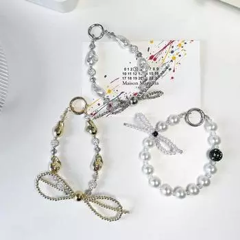 Чехол для мобильного телефона с цепочкой из бисера и жемчуга особой формы, подвеска в виде чашки для воды, брелок для наушников и камеры, шнурок для телефона, цепочка для ключей