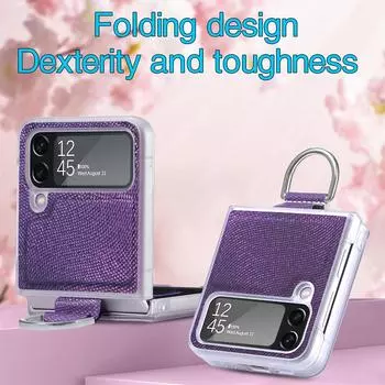 Чехол для мобильного телефона с кольцевым держателем для Samsung Galaxy Z Flip4 Flip 3 Flip3 Flip 4 5g, противоударный чехол для Samsung Z Flip4, чехлы for Samsung Z Flip 4 темно-фиолетового