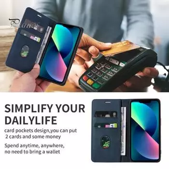 Чехол для мобильного телефона с магнитной застежкой, держатель для карт с ремешком на запястье, защитный чехол-кошелек из искусственной кожи для iPhone 14/Plus/Pro/Pro Max For iPhone14 темно-зеленого