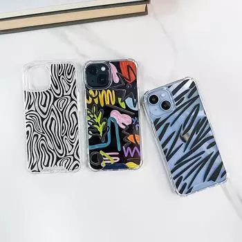 Чехол для мобильного телефона с рисунком «зебра» и граффити для Apple 15 — прозрачный жесткий корпус, защита от падений, дизайн «два в одном». X/XS