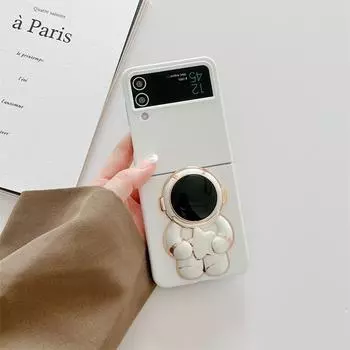 Чехол для мобильного телефона Samsung Galaxy Z Flip 4, милый чехол с космическим астронавтом, подставка-подставка Z Flip 3, защитный чехол Galaxy Z Fold 4 For Z Flip 3 чёрный