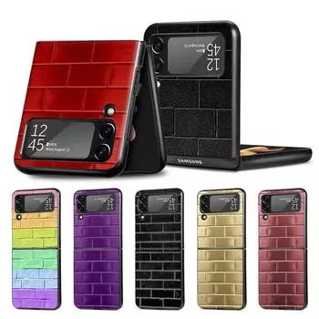 Чехол для мобильного телефона Samsung Galaxy Z Flip4 Flip3 5G, черный чехол Z Flip 3, жесткий ПК, роскошный чехол Zflip3 Funda Capa, цветной настенный кирпич Samsung Z Flip3 5G