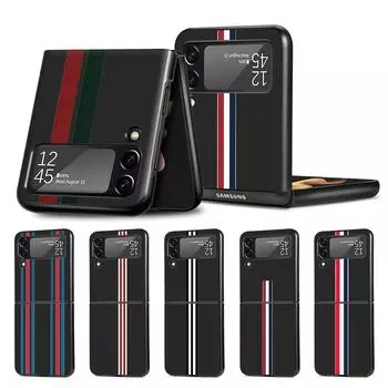 Чехол для мобильного телефона Samsung Galaxy Z Flip3 Flip4 5G черный чехол Z Flip 3 жесткий ПК роскошный чехол Zflip3 Funda спортивные фирменные полосы Samsung Z Flip3 5G