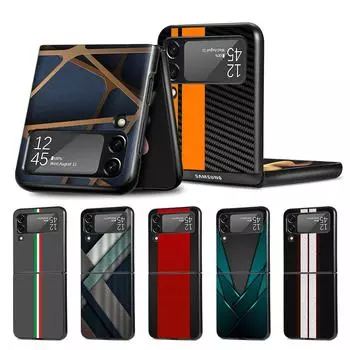 Чехол для мобильного телефона Samsung Galaxy Z Flip4 Flip3 5G черный чехол Z Flip 3 жесткий ПК роскошный чехол Zflip3 Funda Capa Car Carbon Fibre Samsung Z Flip3 5G
