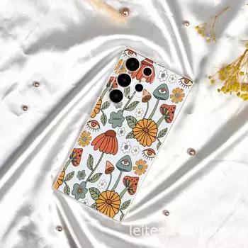 Чехол для мобильного телефона Samsung S23A55: Защитный чехол для объектива с изображением грибов и маслом, защищающий от падения. Samsung A32 big hole прозрачный