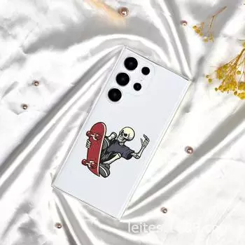 Чехол для мобильного телефона Samsung S23A55 с рисунком черепа и скейтборда и полной защитой объектива для предотвращения падений. Samsung A34 прозрачный