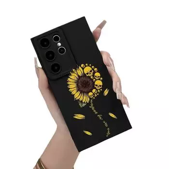 Чехол для мобильного телефона Samsung S23A55 с дизайном черепа и подсолнуха, полностью закрывающий линзу, защита от падения Samsung A05S чёрный