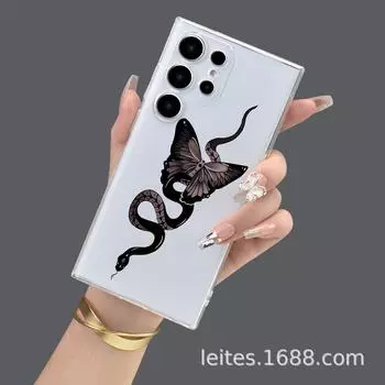 Чехол для мобильного телефона Samsung S23A55 с рисунком в виде змеи и бабочки, комплексный дизайн, защита объектива от падений. Samsung A23 прозрачный