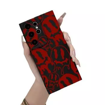 Чехол для мобильного телефона Samsung S23A55 с нарисованным призрачным смайликом и полной защитой линзы. Чехол против падения. Samsung A05S чёрный