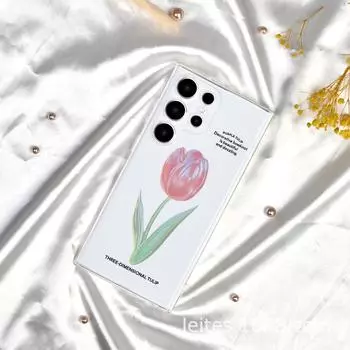 Чехол для мобильного телефона Samsung S23A55 с рисунком в виде тюльпана, универсальным объективом, защитным покрытием от падений, мягкой оболочкой. Samsung S22ULTRA прозрачный