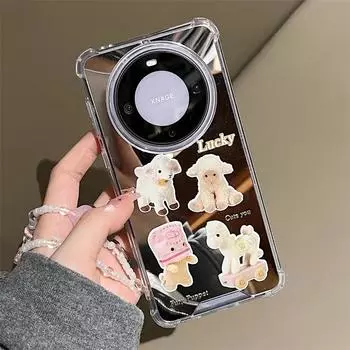 Чехол для мобильного телефона Zhitai P60/50: Совместимо с Huawei Mate60 Pro, Nova 11/10/9, Mirror Shell, Honor 90 с браслетом. Honor 60