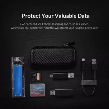 Чехол для мобильного жесткого диска EVA Hard Shell противоударный пылезащитный органайзер на молнии для жесткого диска HDD защитная сумка для переноски чёрный