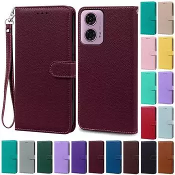 Чехол для Moto G04S, мягкий силиконовый чехол-кошелек для Motorola G04S, чехол-подставка, держатель для карт, кожаный откидной чехол для Moto G04S For Moto G04S темно-зеленого