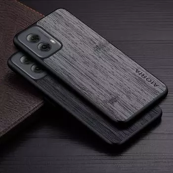 Чехол для Moto G Power Play Stylus 5G, чехол из бамбукового дерева, кожаный чехол, чехол для Motorola Moto G Power 5G 2024, чехол-капа G Stylus 5G 2024 светло-серый