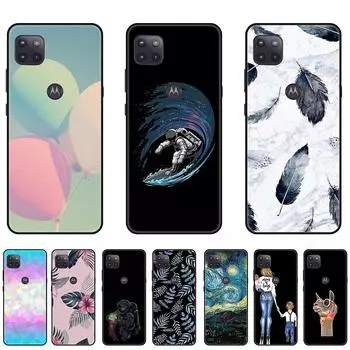 Чехол для Moto One 5G Ace/Moto G 5G 2021 XT2113 — черный ТПУ с цветным цветочным узором, мягкий амортизирующий бампер, устойчивый к царапинам корпус телефона белый