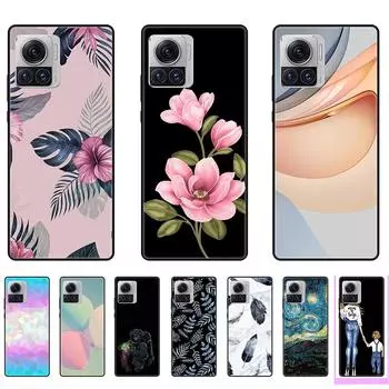 Чехол для Moto X30 PRO, чехол для Motorola X 30 PRO, черный гибкий ТПУ с царапинами, милый прозрачный цветочный узор, защитные чехлы для всего тела белый
