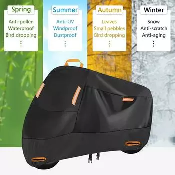 Чехол для мотоцикла, водонепроницаемый, всесезонный, пылезащитный, с защитой от ультрафиолета, для скутера и дома, износостойкий тканевый чехол для мотоцикла 210D XXL чёрный