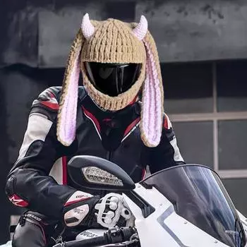 Чехол для мотоциклетного шлема, милый мультяшный шлем для мотоцикла, вязаная вручную крючком защитная крышка, аксессуары для шлемов