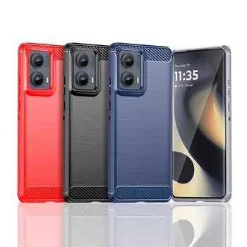 Чехол для Motorola Edge 2024 Чехол для Moto Edge 2024 Противоударный мягкий чехол из силикона TPU с углеродным волокном Чехол для Moto Edge 2024 For Moto Edge 2024 чёрный