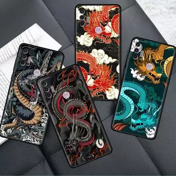 Чехол для Motorola G30 G60 G22 G9 Play G82 G52 G8 G9 G50 One Fusion Edge 20, черные мягкие чехлы для телефона, модный китайский винтажный дракон Moto G51 5G