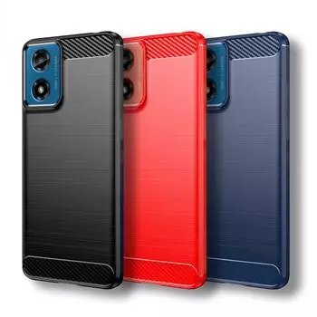 Чехол для Motorola Moto G24 для Moto G24 4G, 6,56-дюймовый ударопрочный силиконовый бампер из углеродного волокна для Motorola Moto G24 For Moto G24 чёрный