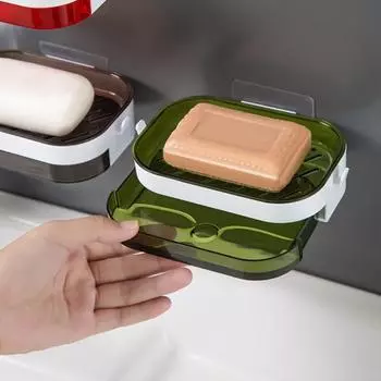 Чехол для мыла, настенный вентиляционный пластиковый слив воды, быстро сохнет, губка для мыла для ванной комнаты кофейный