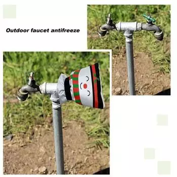 Чехол для наружного крана Yousheng с рождественским дизайном в виде снеговика, универсальный размер, простая установка, зимний изоляционный чехол для крана, носки, чехлы для шлангов белый