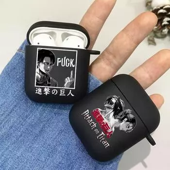 Чехол для наушников Airpods 1 2 3 Pro 2 Attack on Titan, мягкий черный чехол для беспроводных наушников с Bluetooth, чехол для наушников с рисунком аниме AirPods