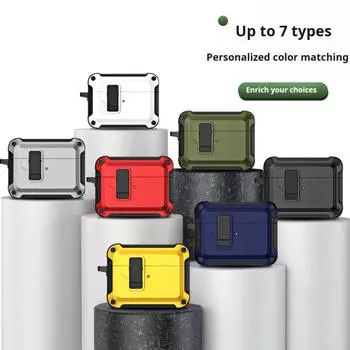 Чехол для наушников для Airpods Pro 2. Противоударный кожаный полный чехол с двойным материалом. Поддержка беспроводной зарядки. Блокировка переключателя. Защитный чехол для наушников. for AirPods Pro2 фиолетовый