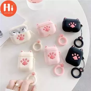 Чехол для наушников Hi White Cat Paw для Apple Airpods Pro2 1/2/3, силиконовый защитный чехол, зеленый