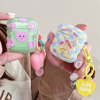 Чехол для наушников INS Heart Windmil для Airpods Pro 2, чехол с милым медведем и разноцветными бусинами, мягкий силиконовый чехол с мультяшным животным для Airpods 1 2 3 For Airpods Pro 2