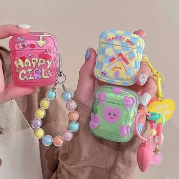 Чехол для наушников INS Heart Windmil для AirPods AirPod 2 3, чехол с милым медведем и разноцветными бусинами, подвеска, мягкий силиконовый чехол для AirPods Pro For AirPods 3 new