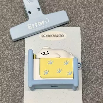 Чехол для наушников Line Dog для Oppoencoair4pro Защитный чехол Oppoencoclip AIR2 Силиконовый Free3 Нишевый стиль Ударопрочный Free4 Парный R2 Мягкий чехол R3 OPPO Enco R2 Blue Sleep line Dog + Hook
