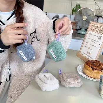 Чехол для наушников, плюшевая сумка для наушников, плюшевый кошелек для монет, милый мини-чехол для наушников, чехол для наушников