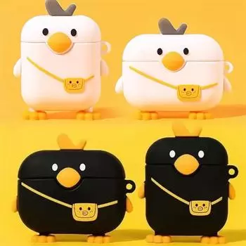 Чехол для наушников с изображением черной утки для Airpods 1 2 Pro, мягкий силиконовый чехол для беспроводной зарядки наушников для Airpods Pro, чехол for AirPods 1 белый