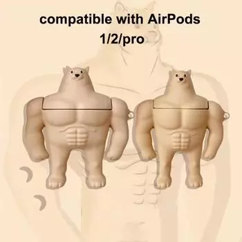 Чехол для наушников с защитой от царапин, мягкий силикон, милые аниме-мышцы Шиба-ину, крючки-защелки for AirPods Pro