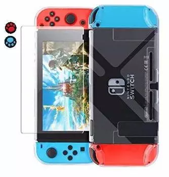 Чехол для Nintendo Switch с защитным закаленным стеклом, жестким внешним стеклом для Nintendo Switch, которое можно надевать и снимать с помощью легкой пленки, док-станции,