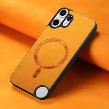 Чехол для Nothing CMF Phone 2 Pro для CMF Phone 2Pro Магнитная кожаная задняя крышка Magsafe для NothingCMFphone2pro Ударопрочный чехол Nothing CMF Phone 2 Pro оранжевый