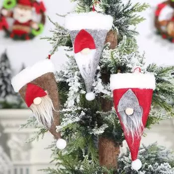 Чехол для ножа и вилки для куклы-гнома, шляпа цвета хаки, рождественская декоративная посуда