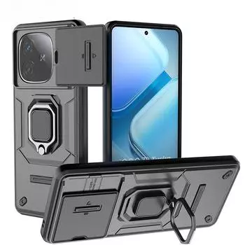 Чехол для объектива камеры Slide для VIVO IQOO Z9 Turbo, противоударный защитный держатель, задний чехол для Vivo V30 Pro S18 iQOO Z9X, чехол для телефона For Vivo S18 5G чёрный