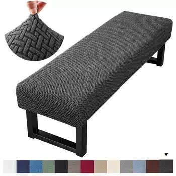 Чехол для обеденной скамьи из эластичного жаккарда для гостиной, съемный чехол для скамьи с защитой от пыли, можно стирать, защитное покрытие для сиденья скамьи белый