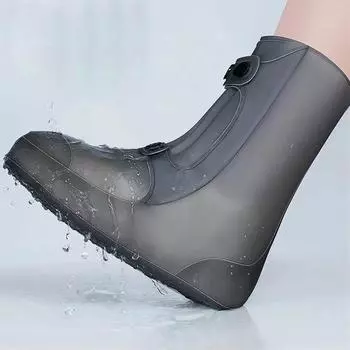 Чехол для обуви от дождя ПВХ для путешествий на открытом воздухе Высокий водонепроницаемый нескользящий чехол для обуви S34-35 синий