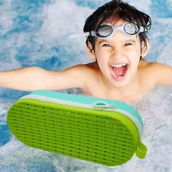 Чехол для очков для плавания с дренажными отверстиями, дышащий, противоударный, ударопрочный, силиконовый защитный чехол, органайзер для снаряжения для плавания Googles синий/зелёный