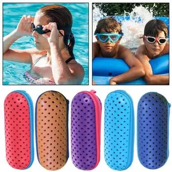 Чехол для очков для плавания с застежкой-молнией Легкие защитные чехлы для очков Вентилируемый дизайн Коробка для очков для хранения снаряжения для плавания розы красного