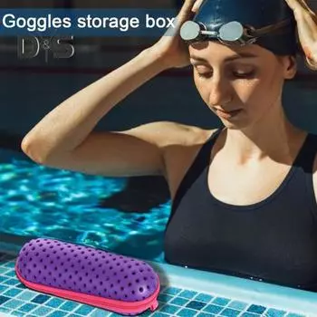 Чехол для очков для плавания с застежкой-молнией Легкие защитные чехлы для очков Вентилируемый дизайн Коробка для очков для хранения снаряжения для плавания темно-синий