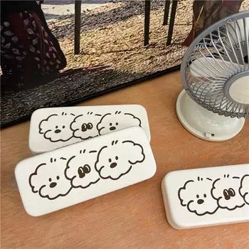 «Чехол для очков Ins Style Cute Bear — кремовый, портативный и антипролежневый для пар»