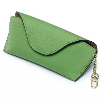 Чехол для очков против давления из натуральной кожи Чехол для очков Портативная защитная крышка Мужской зелёный