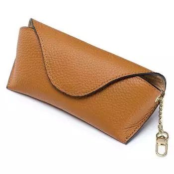 Чехол для очков против давления из натуральной кожи Чехол для очков Портативная защитная крышка Мужской жёлтый