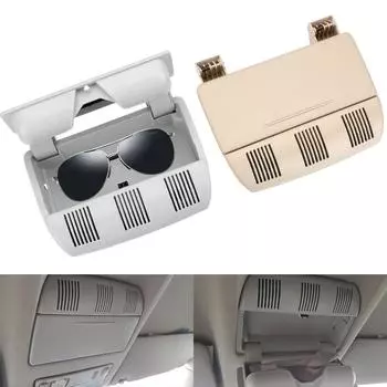 Чехол для очков с зажимом для солнцезащитных очков для Skoda Octavia Fabia Roomster 1Z0868565E, автомобильный ящик для хранения солнцезащитных очков на крыше, автомобильные аксессуары серый